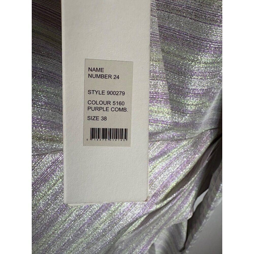NWT ROTATE Wrap Effect Metallic Mini Dress Purple-sz 38 (US 8) - Picture 7 of 13
